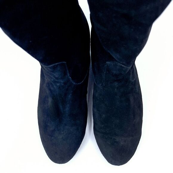 VTG 90s Jack Sprat Black Slouchy Suede Knee Boots Red Hearts Sz 8.5 S - Picture 5 of 9